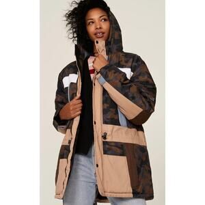 Munthe Navigate Jacket Hooded Camouflage Colorblock Multicolor  XS 34